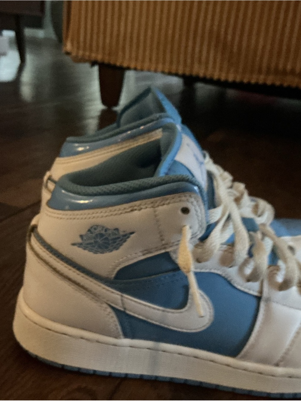 Nike Kids White and Light Blue Sneakers